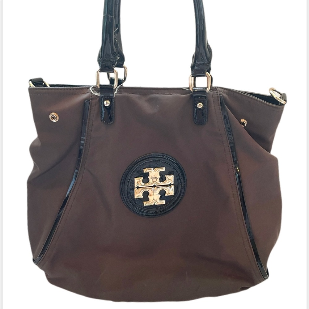 Brown Tory Burch Logo Bag with Gold Details